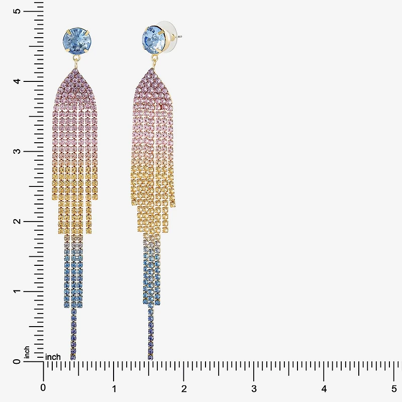 JS Jessica Simpson Gold Tone Womens Multi Color Glass Drop Earrings