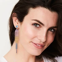JS Jessica Simpson Gold Tone Womens Multi Color Glass Drop Earrings