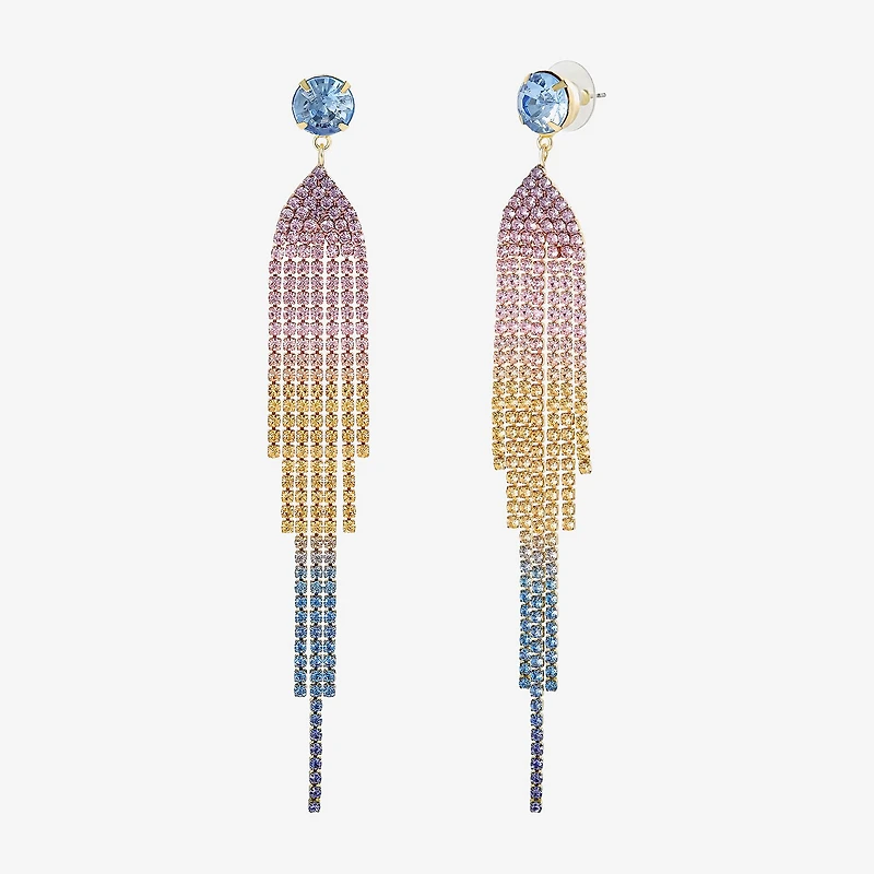 JS Jessica Simpson Gold Tone Womens Multi Color Glass Drop Earrings