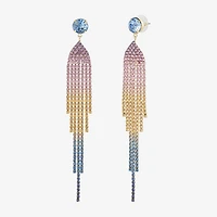 JS Jessica Simpson Gold Tone Womens Multi Color Glass Drop Earrings
