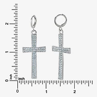 JS Jessica Simpson Silver Tone Womens Glass Cross Drop Earrings