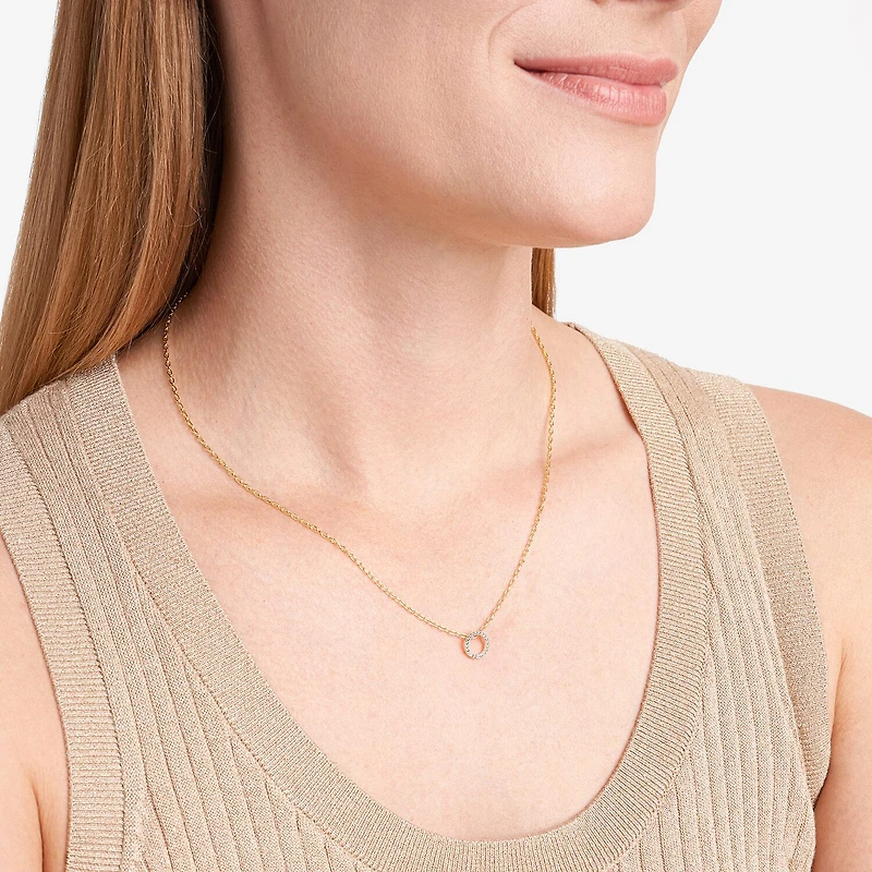 Sparkle Allure Womens White Diamond Accent Pure Silver Over Bronze Round 18 Inch Pendant Necklace