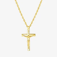 Crucifix Mens 24K Gold Over Silver Cross 24 Inch Pendant Necklace