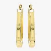 Womens 24K Gold Over Silver 32mm Oval Hoop Earrings