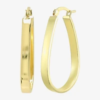 Womens 24K Gold Over Silver 32mm Oval Hoop Earrings