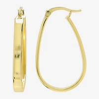 Womens 24K Gold Over Silver 32mm Oval Hoop Earrings