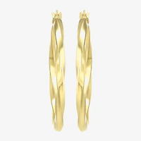 Womens 24K Gold Over Silver 32mm Round Hoop Earrings