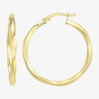 Womens 24K Gold Over Silver 32mm Round Hoop Earrings