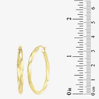 Womens 24K Gold Over Silver 32mm Round Hoop Earrings