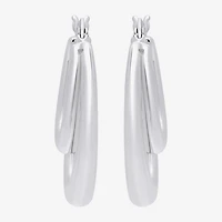 Womens Sterling Silver 27.5mm Oval Hoop Earrings