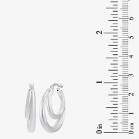 Womens Sterling Silver 27.5mm Oval Hoop Earrings