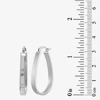 Womens Sterling Silver 32mm Oval Hoop Earrings