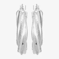 Womens Sterling Silver 20mm Round Hoop Earrings