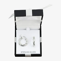 Womens Sterling Silver 20mm Round Hoop Earrings