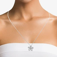 Diamonart Womens White Cubic Zirconia Sterling Silver Flower 18 Inch Pendant Necklace