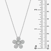 Diamonart Womens White Cubic Zirconia Sterling Silver Flower 18 Inch Pendant Necklace