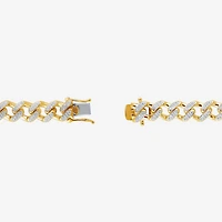 (F / Si2) Mens 14K Gold Over Silver 8 1/2 Inch Semisolid Curb Chain Bracelet