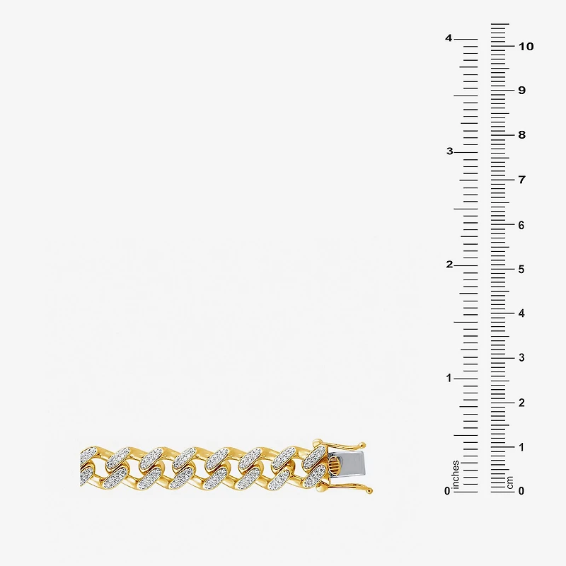 (F / Si2) Mens 14K Gold Over Silver 8 1/2 Inch Semisolid Curb Chain Bracelet