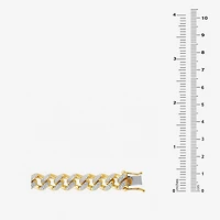 (F / Si2) Mens 14K Gold Over Silver 8 1/2 Inch Semisolid Curb Chain Bracelet
