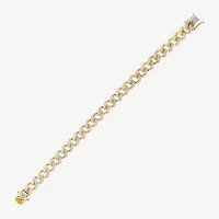 (F / Si2) Mens 14K Gold Over Silver 8 1/2 Inch Semisolid Curb Chain Bracelet