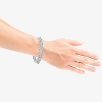(F / Si2) Mens Sterling Silver 8 1/2 Inch Semisolid Curb Chain Bracelet