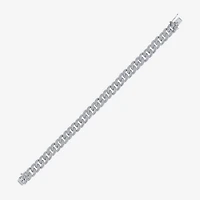(F / Si2) Mens Sterling Silver 8 1/2 Inch Semisolid Curb Chain Bracelet