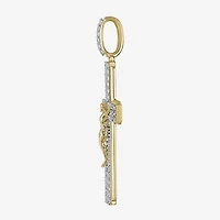 Cross (F / Si2) Mens 1 1/2 CT. T.W. Lab Grown White Diamond 14K Gold Over Silver Cross Pendant