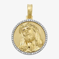 Jesus (F / Si2) Mens 1/2 CT. T.W. Lab Grown White Diamond 14K Gold Over Silver Round Pendant