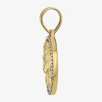 Jesus (F / Si2) Mens 1/2 CT. T.W. Lab Grown White Diamond 14K Gold Over Silver Round Pendant