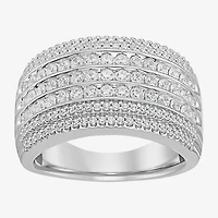 (F / Si2) Mens 13.5MM 1 1/2 CT. T.W. Lab Grown White Diamond Sterling Silver Band