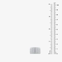 (F / Si2) Mens 13.5MM 1 1/2 CT. T.W. Lab Grown White Diamond Sterling Silver Band