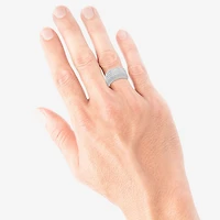 (F / Si2) Mens 13.5MM 1 1/2 CT. T.W. Lab Grown White Diamond Sterling Silver Band