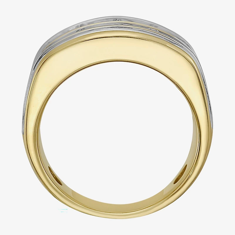 (F / Si2) Mens 14MM 2 CT. T.W. Lab Grown White Diamond 14K Gold Over Silver Band