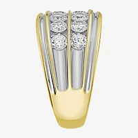 (F / Si2) Mens 14MM 2 CT. T.W. Lab Grown White Diamond 14K Gold Over Silver Band