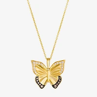 Levian Corp Butterfly Womens 1/4 CT. T.W. Natural Champagne Diamond 14K Gold Butterfly Pendant Necklace