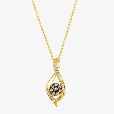 Levian Corp Le Vian (Champagne, I1-I2) Womens 1/3 CT. T.W. Natural Champagne Diamond 14K Gold Pendant Necklace