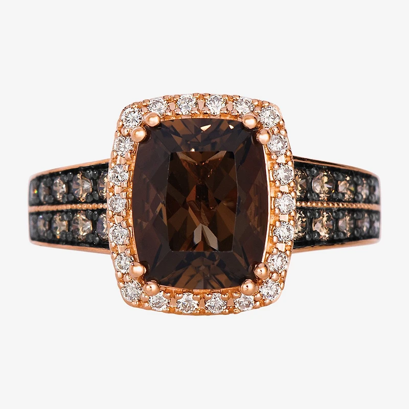 Le Vian® Grand Sample Sale™ Ring featuring 2 5/8 cts. Chocolate Quartz®, 1/3 cts. Chocolate Diamonds®, 1/5 cts. Nude Diamonds™ set in 14K Strawberry Gold®