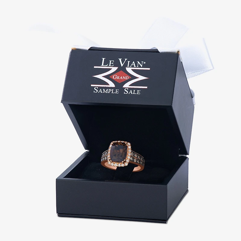 Le Vian® Grand Sample Sale™ Ring featuring 2 5/8 cts. Chocolate Quartz®, 1/3 cts. Chocolate Diamonds®, 1/5 cts. Nude Diamonds™ set in 14K Strawberry Gold®