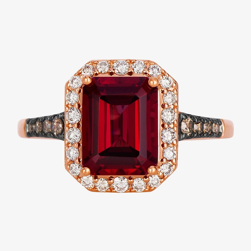 Le Vian® Grand Sample Sale™ Ring featuring 2 1/2 cts. Raspberry Rhodolite®, 1/8 cts. Chocolate Diamonds®, 1/4 cts. Nude Diamonds™ set in 14K Strawberry Gold®