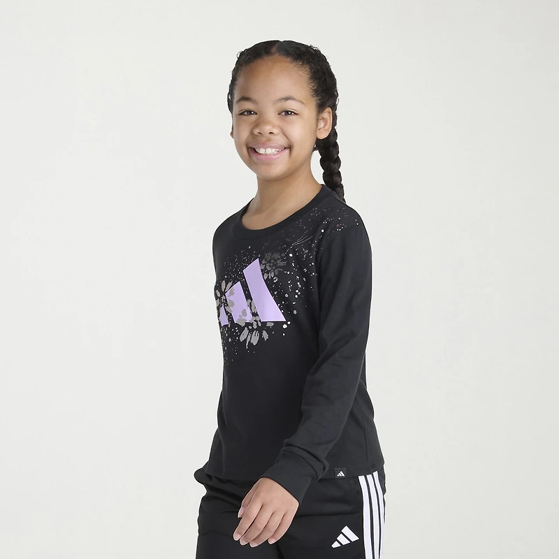 adidas Big Kid Girls Crew Neck Long Sleeve Regular Fit Graphic T-Shirt