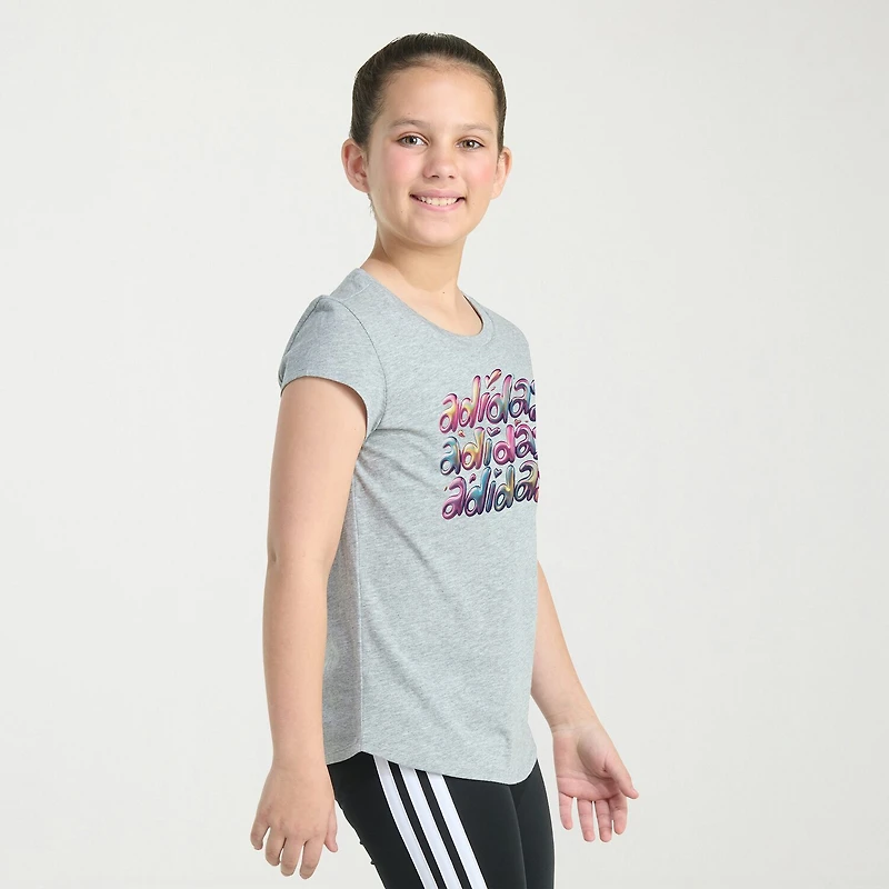 adidas Big Kid Girls Crew Neck Short Sleeve Slim Fit Graphic T-Shirt