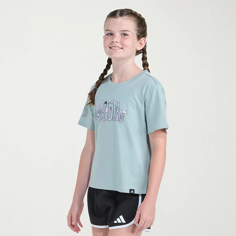 adidas Big Kid Girls Crew Neck Short Sleeve Regular Fit Graphic T-Shirt