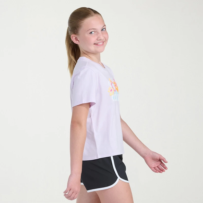 adidas Big Kid Girls Crew Neck Short Sleeve Regular Fit Graphic T-Shirt