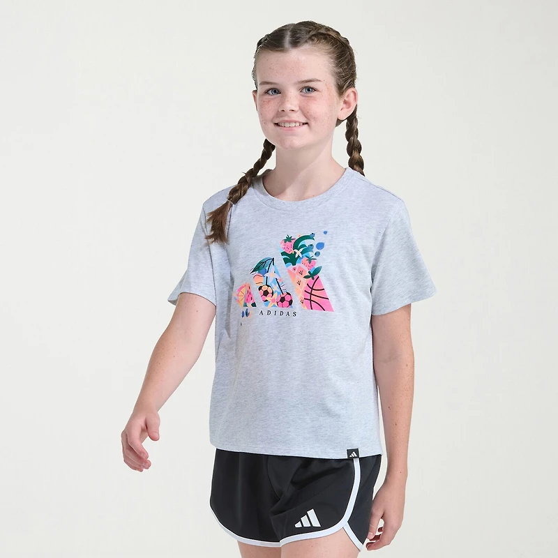 adidas Big Kid Girls Crew Neck Short Sleeve Regular Fit Graphic T-Shirt