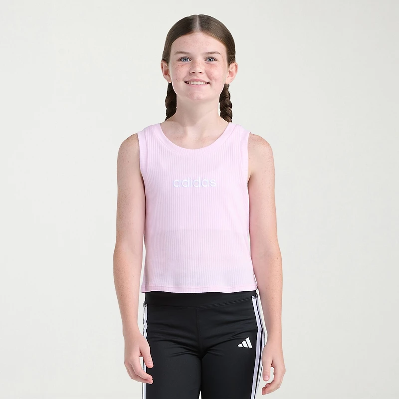 adidas Big Kid Girls Crew Neck Embroidered Sleeveless Active Tank Top