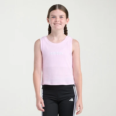 adidas Big Kid Girls Crew Neck Embroidered Sleeveless Active Tank Top