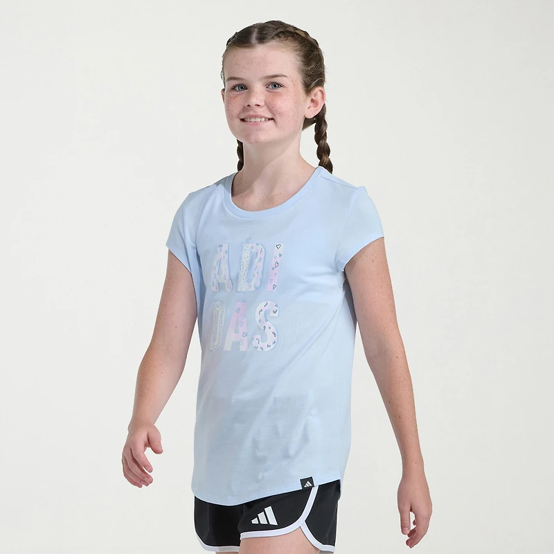 adidas Big Kid Girls Crew Neck Short Sleeve Slim Fit Graphic T-Shirt