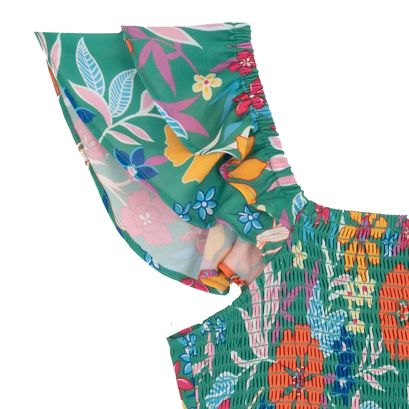 Rare Editions Big Kid Girls Short Sleeve Floral Romper