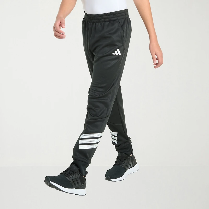 adidas Big Kid Boys Drawstring Waist Cuffed Mid Rise Regular Fit Fleece Jogger Pant