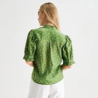 Liz Claiborne Womens Tall Short Sleeve Blouse